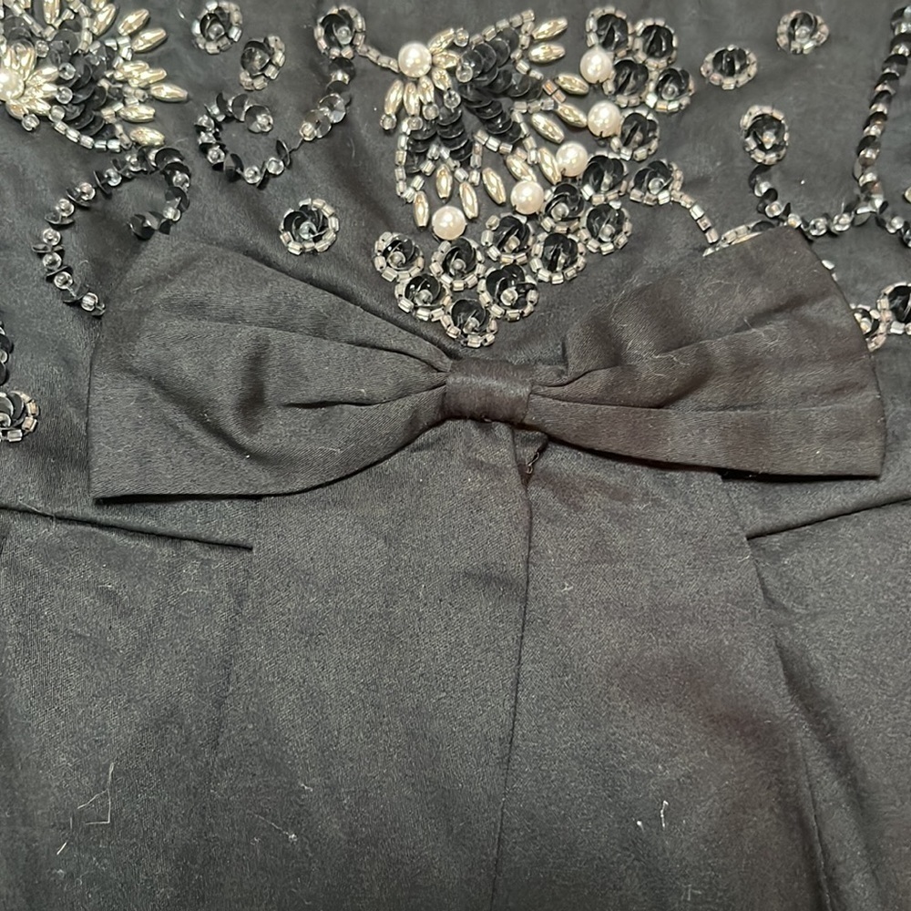 Free People black beaded, pleated skirt with bow front - Picture 3 of 7